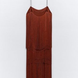 ZARA Dress Brown Strappy Gringed (M) 2712 385